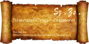 Szentgyörgyi Zsigmond névjegykártya